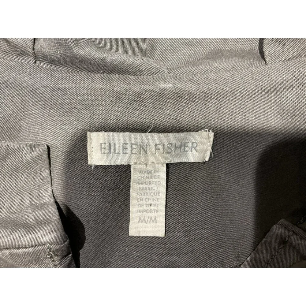 Eileen Fisher Jacket Medium Utility Ruffle Collar Button Up Cinch Waist - Picture 7 of 8